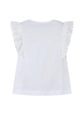 Camiseta Mayoral crochet blanco para niña