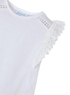Camiseta Mayoral crochet blanco para niña