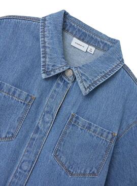 Vestido Name It Jannet denim azul para niña