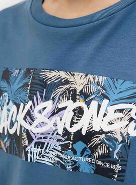 Camiseta Jack and Jones Hawaii Shape azul niño