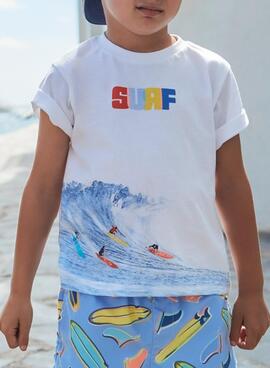 Camiseta Mayoral Wave blanco para niño