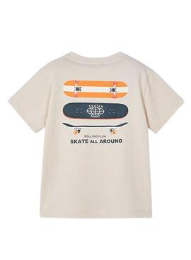 Camiseta Mayoral Roll and Flow beige para niño