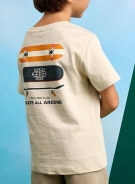 Camiseta Mayoral Roll and Flow beige para niño