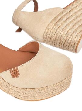 Cuñas Popa Catalar Serraje beige para mujer