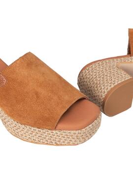 Sandalias Popa Dilton serraje marrón para mujer