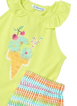 Conjunto Mayoral short aplicaciones verde niña