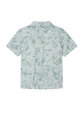 Camisa Mayoral gasa estampada tropical verde niño