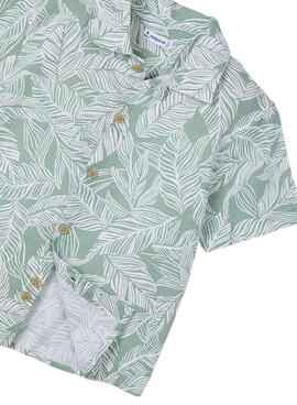 Camisa Mayoral gasa estampada tropical verde niño