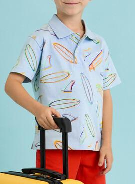 Polo Mayoral estampado cielo tablas surf niño