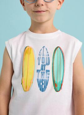 Camiseta Mayoral Tirantes tablas blanco para niño