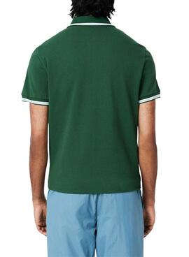 Polo Lacoste Col Bord verde para hombre