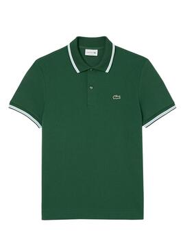 Polo Lacoste Col Bord verde para hombre