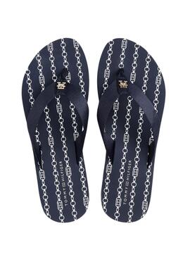 Chanclas Tommy Jeans Chain azul para mujer 