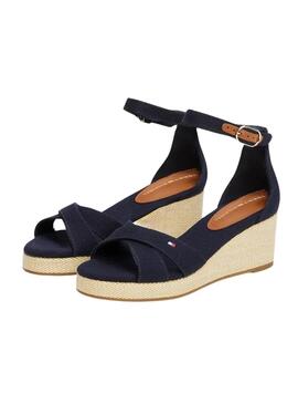 Sandalias Tommy Hilfiger Flag Criss marino para mujer 