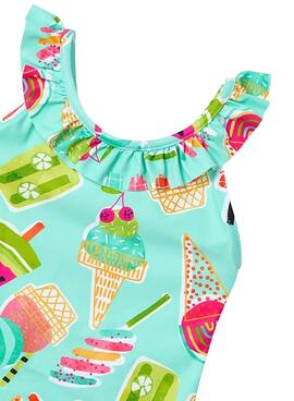 Bañador Mayoral estampado helados volante niña