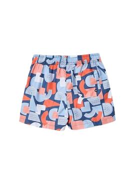 Bañador Mayoral estampado azul y coral para niño