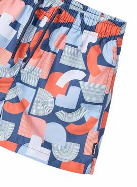 Bañador Mayoral estampado azul y coral para niño