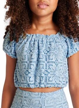 Top Mayoral encaje azul para niña