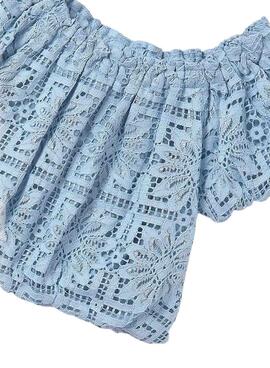 Top Mayoral encaje azul para niña