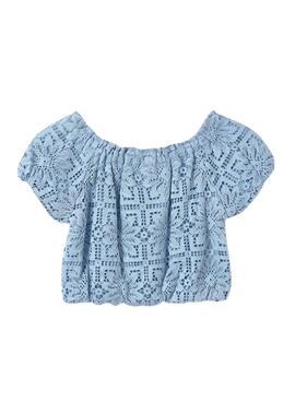 Top Mayoral encaje azul para niña