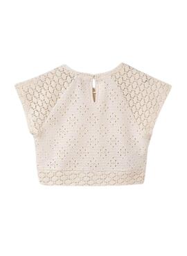 Top Mayoral punto calado beige para niña 