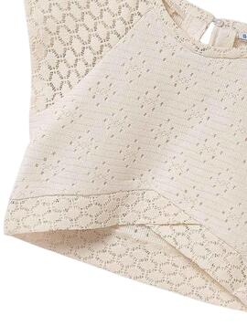 Top Mayoral punto calado beige para niña 