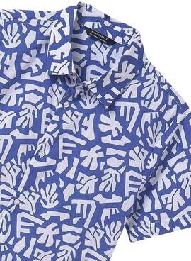 Camisa Mayoral estampada azul para niño