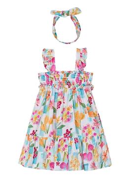 Vestido Mayoral estampado con diadema niña