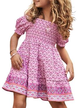 Vestido Mayoral estampado nido de abeja para niña