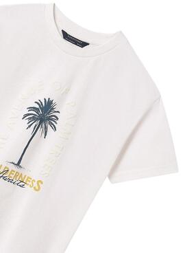 Camiseta Mayoral print palmera blanco para niño