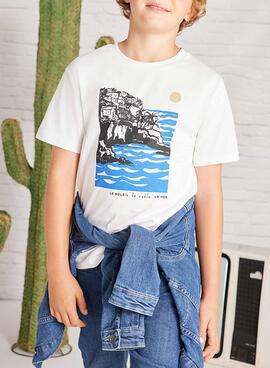 Camiseta Mayoral paisaje blanco para niño