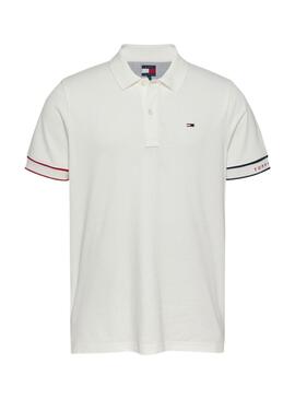 Polo Tommy Jeans Slim Flag blanco para hombre 