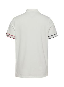 Polo Tommy Jeans Slim Flag blanco para hombre 