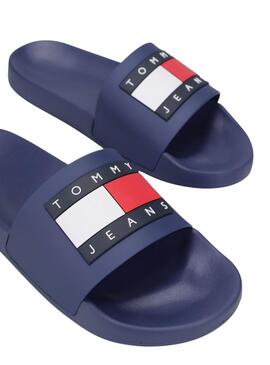 Chanclas Tommy Jeans Pool Slide azul para mujer 