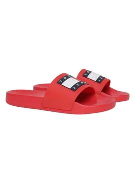 Chanclas Tommy Jeans Pool Slide  rojo para mujer 