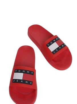 Chanclas Tommy Jeans Pool Slide  rojo para mujer 