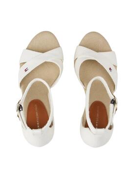 Sandalias Tommy Jeans High Wedge blanco para mujer 