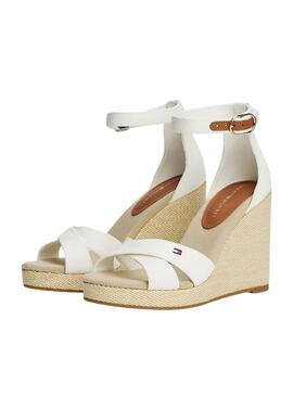 Sandalias Tommy Jeans High Wedge blanco para mujer 