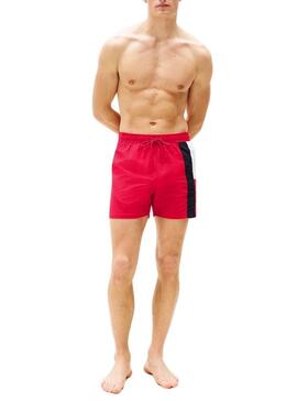 Bañador Tommy Jeans tricolor rojo para hombre 