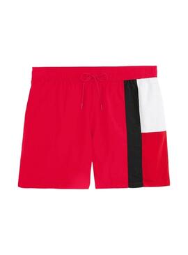 Bañador Tommy Jeans tricolor rojo para hombre 