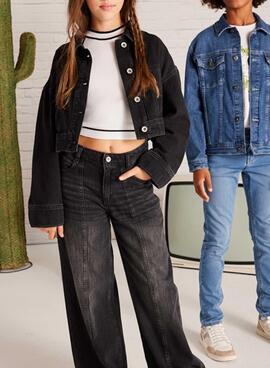 Cazadora vaquera Mayoral negra para niña