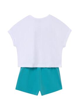 Conjunto Mayoral pantalón corto y camiseta azul para niña 