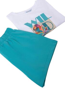 Conjunto Mayoral pantalón corto y camiseta azul para niña 