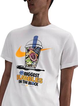 Camiseta Nike Sportswear blanca con estampado para niño