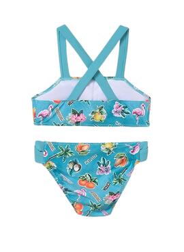 Bikini Mayoral estampado turquesa para niña