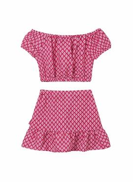 Conjunto Mayoral falda y top estampado rosa niña