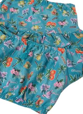 Conjunto Mayoral falda y top estampado turquesa 