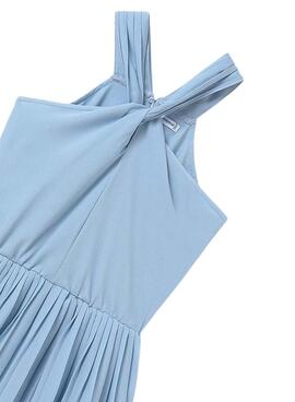 Mono Mayoral corto crepe plisado azul para niña