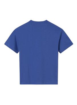 Camiseta Mayoral texto básica azul para niño
