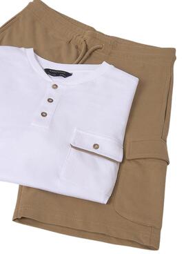 Conjunto Mayoral tostado bermuda y camiseta niño